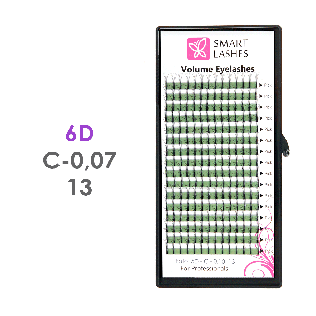 Ресницы в пучках 6D - C - 0,07 мм x 13 мм - 16 линий | Smart Lashes