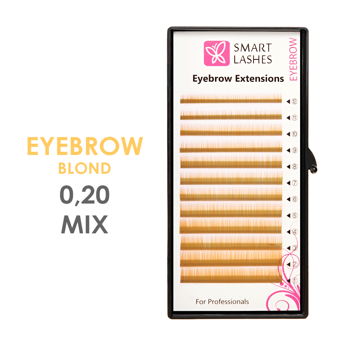 Блонд брови для наращивания MIX - 0,20 мм x 4 - 8 мм - 12 линий | Smart Lashes