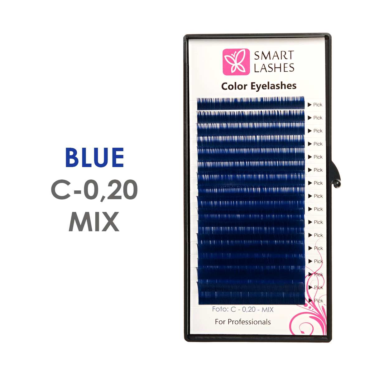 Синие ресницы - C - 0,20 мм x 8 - 15 мм - 16 линий | Smart Lashes
