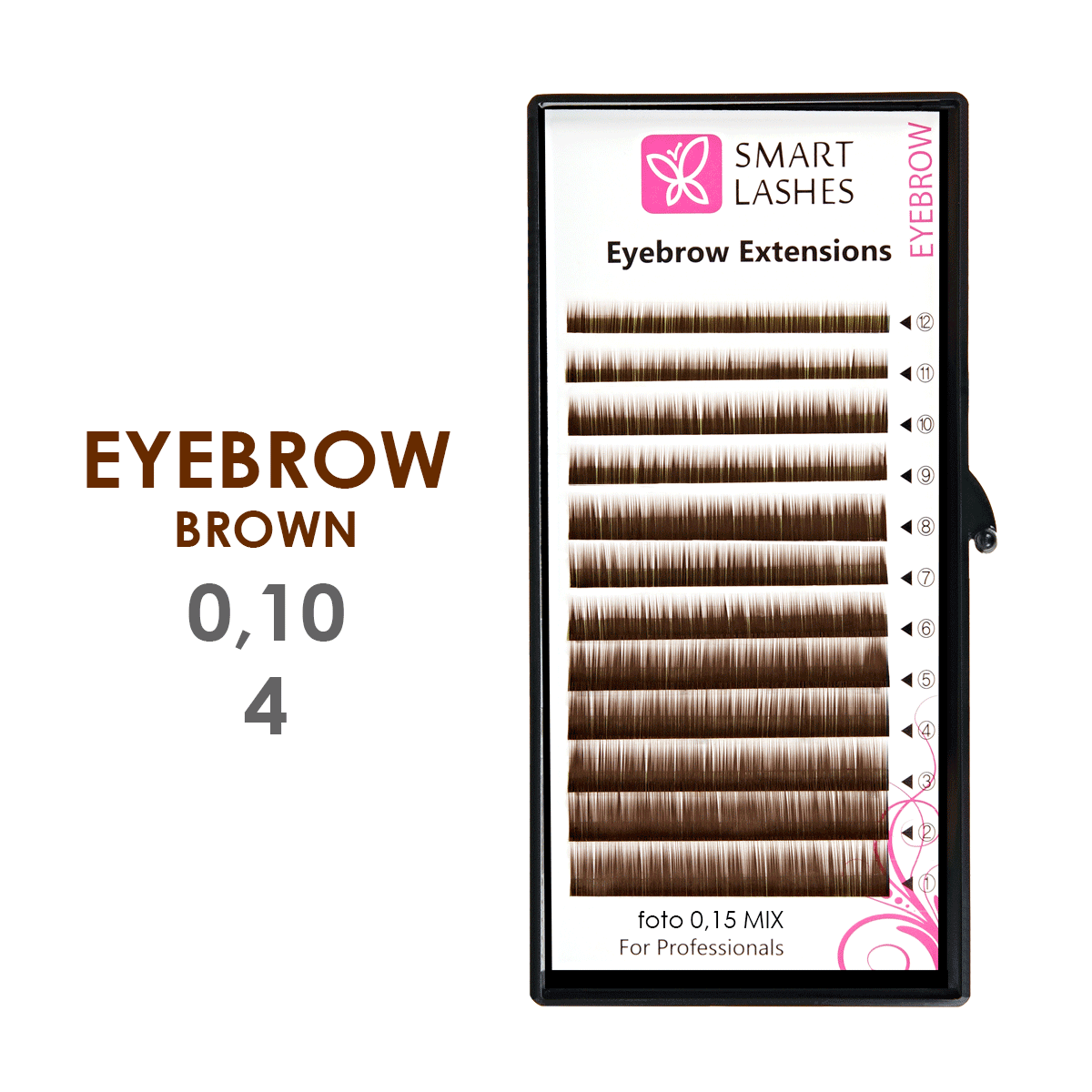 Коричневые брови для наращивания - 0,10 мм x 04 мм - 12 линий | Smart Lashes