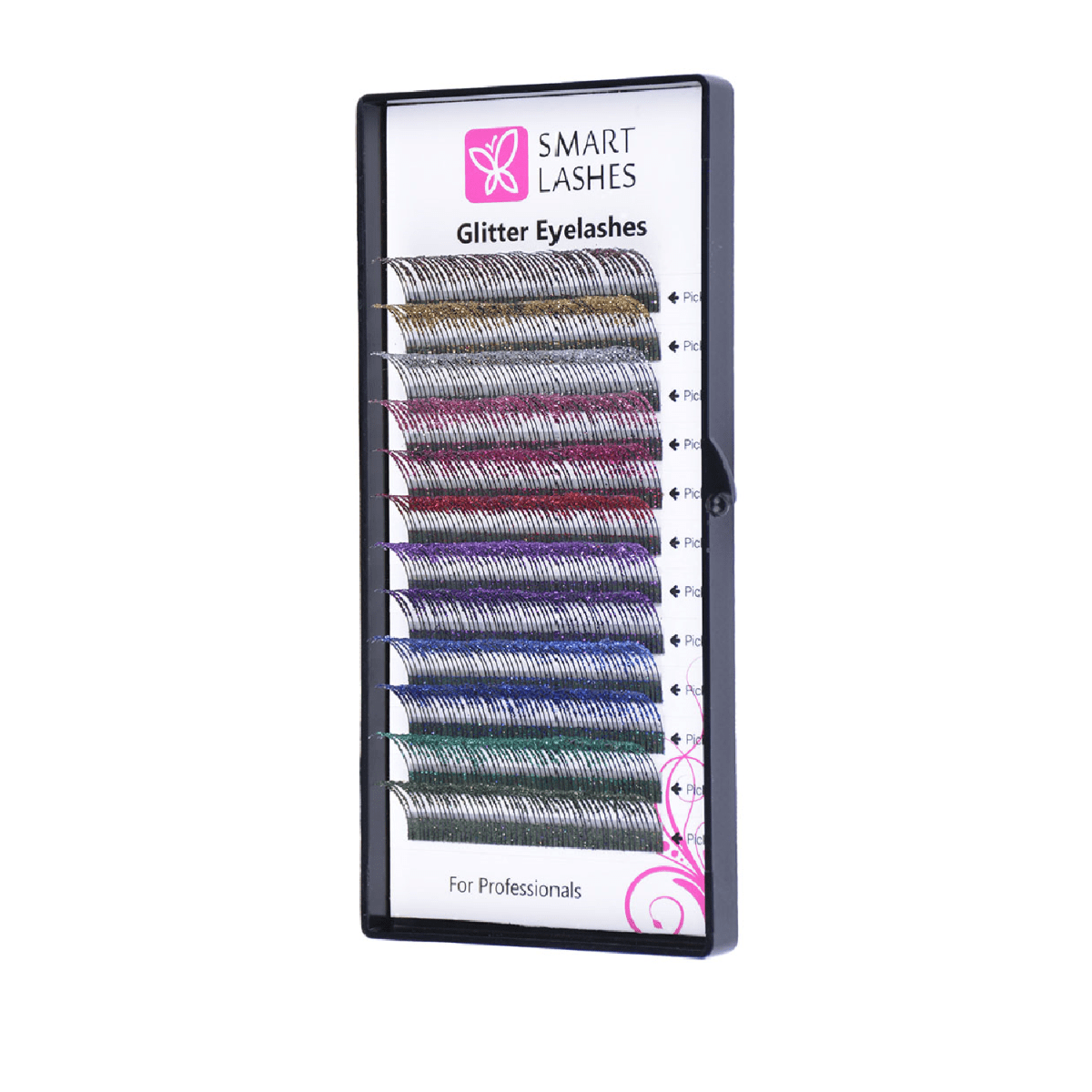 Ресницы c блёстками MIX - C - 0,20 мм x 14 мм - 12 линий | Smart Lashes