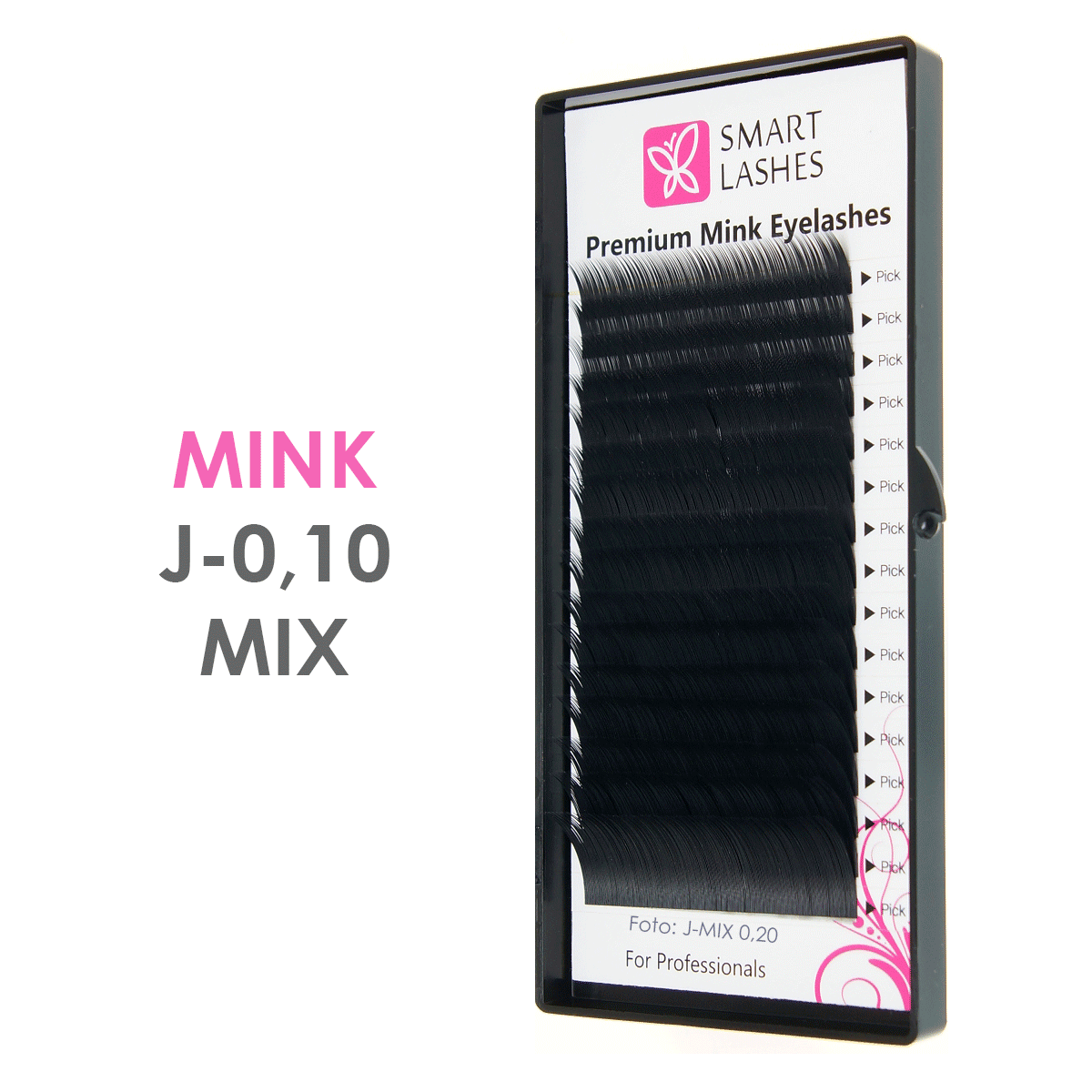 Ресницы Mink - J - 0,10 мм x 8-15 мм MIX - 16 линий | Smart Lashes