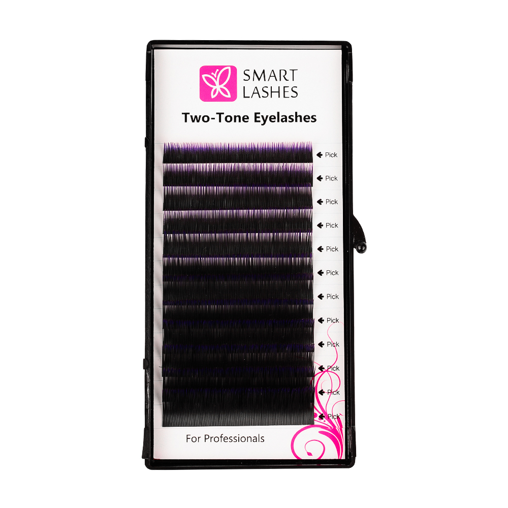 Фиолетово-чёрные ресницы для наращивания - C - 0,20 мм - 8-15 мм - 12 линий | Smart Lashes