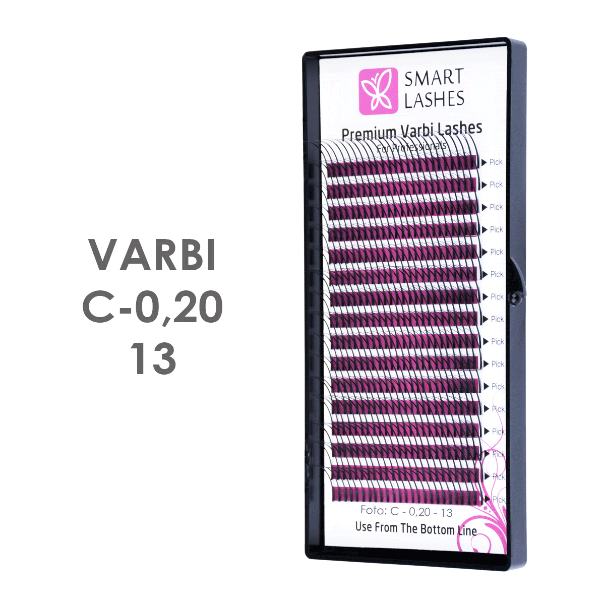 Ресницы в пучках Varbi - C - 0,20 мм x 13 мм - 16 линий | Smart Lashes