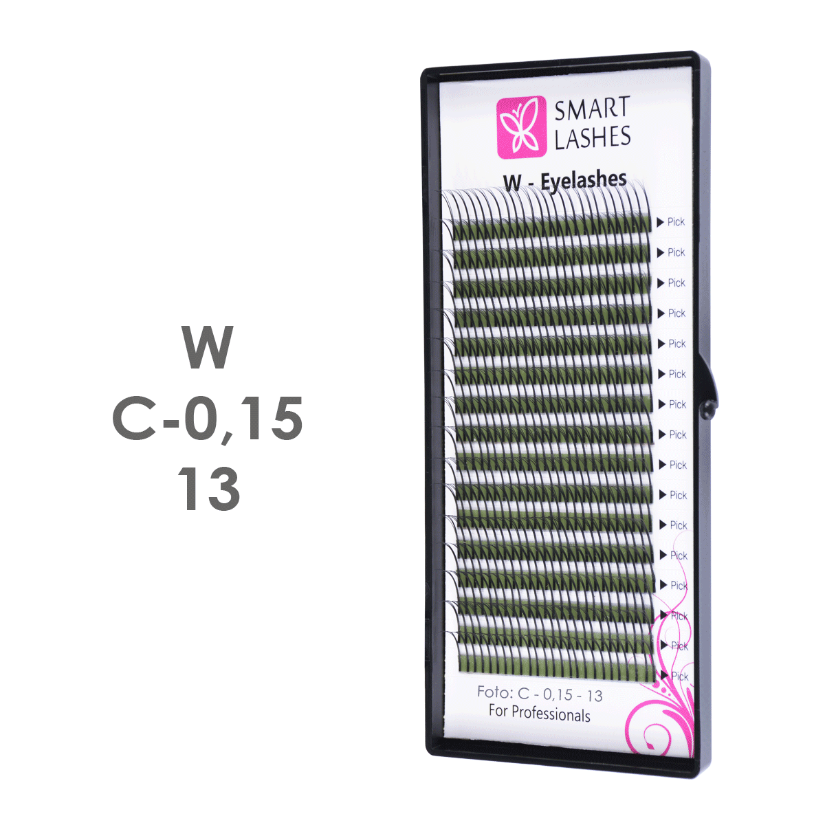 Ресницы в пучках W - C - 0,15 мм x 13 мм - 16 линий | Smart Lashes